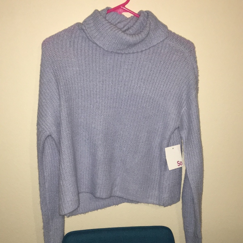 New With Tags Blue/gray crop turtleneck sweater